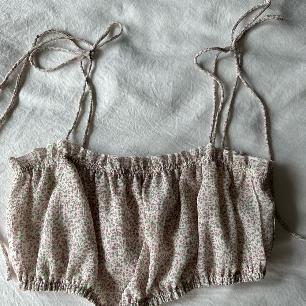 Floral Princess Polly crop top with adjustable straps!